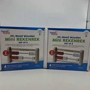 Mini 20 Bead Wooden Rekenrek 6" Set of 8 -2 Boxes Abacus Counting hand2mind